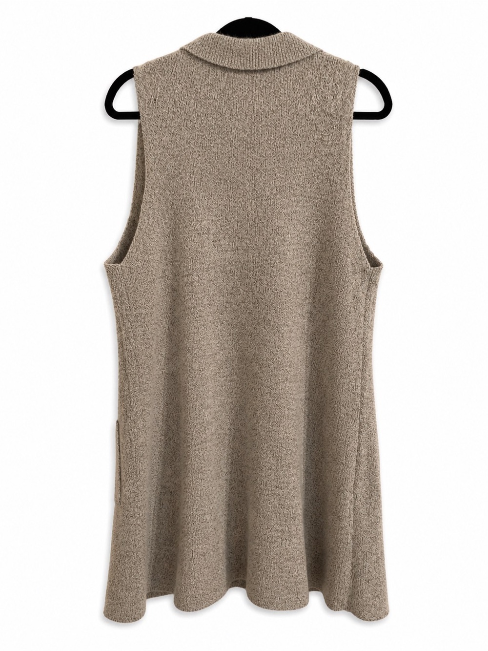 Love Tree Longline Knit Vest Size 1X/2X Plus Sleeveless Open Cardigan Beige - Picture 3 of 12